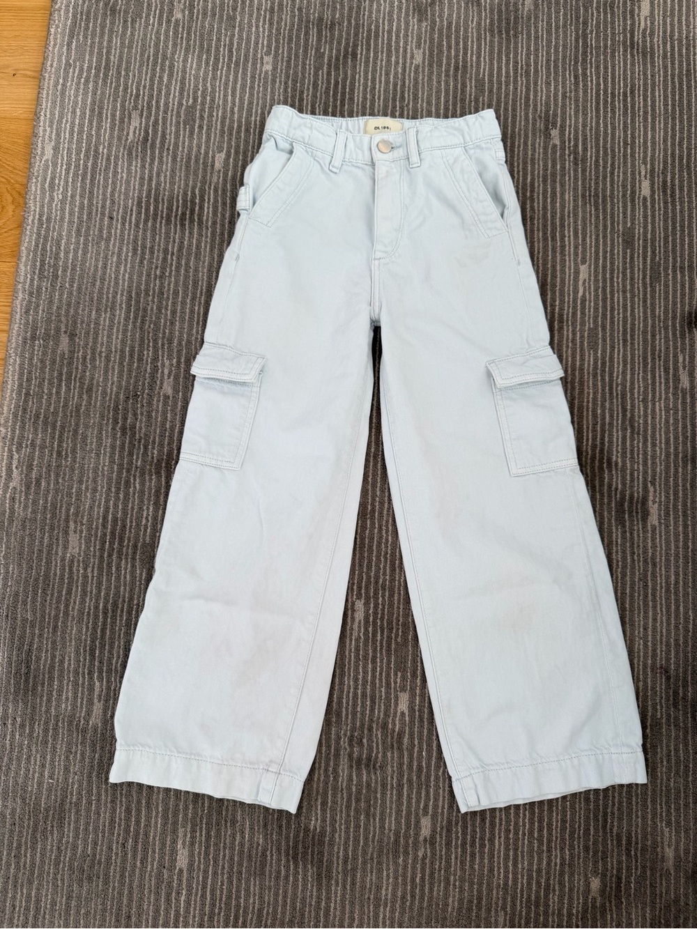 DL 1961 Girls Light Blue Wide-Leg Cargo Jeans size 10